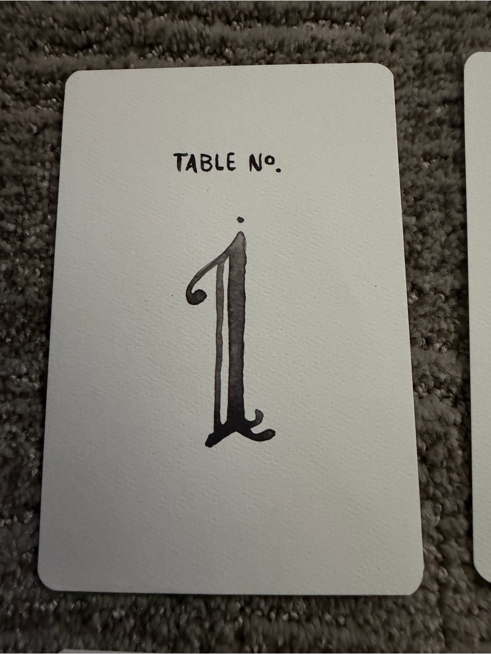 Hand Painted Table Number Cards - Wedding